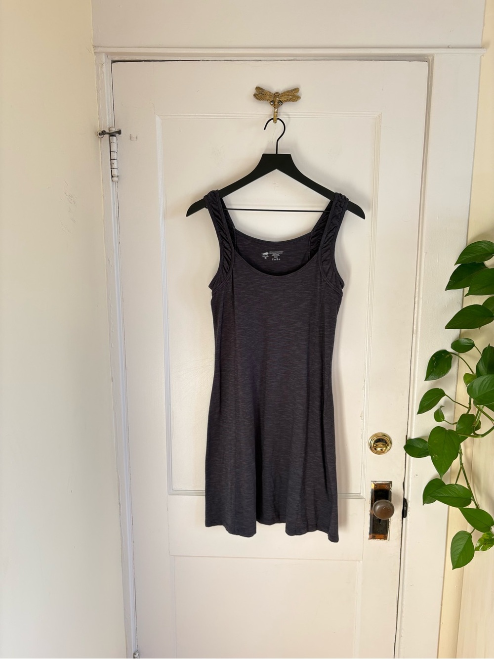 Horny Toad Scoop Neck Slub Knit Cotton Tencel Tank Dress Black Size Medium